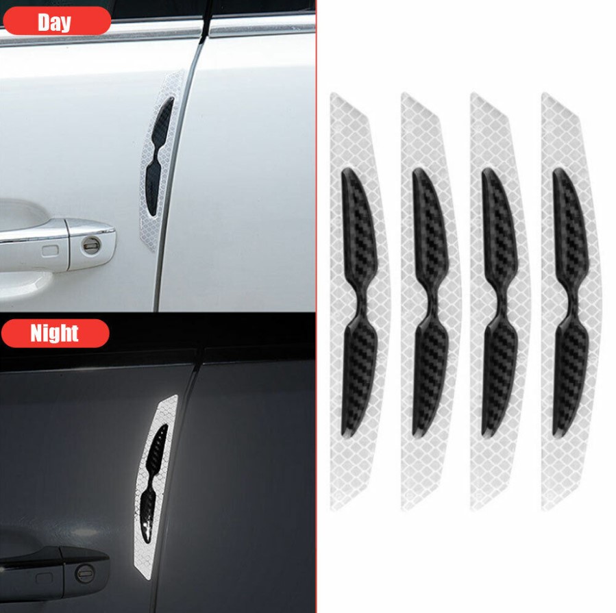 4pcs Car Door Edge Anti-Collision Strip Protector Guard Reflective Stickers For All Cars
