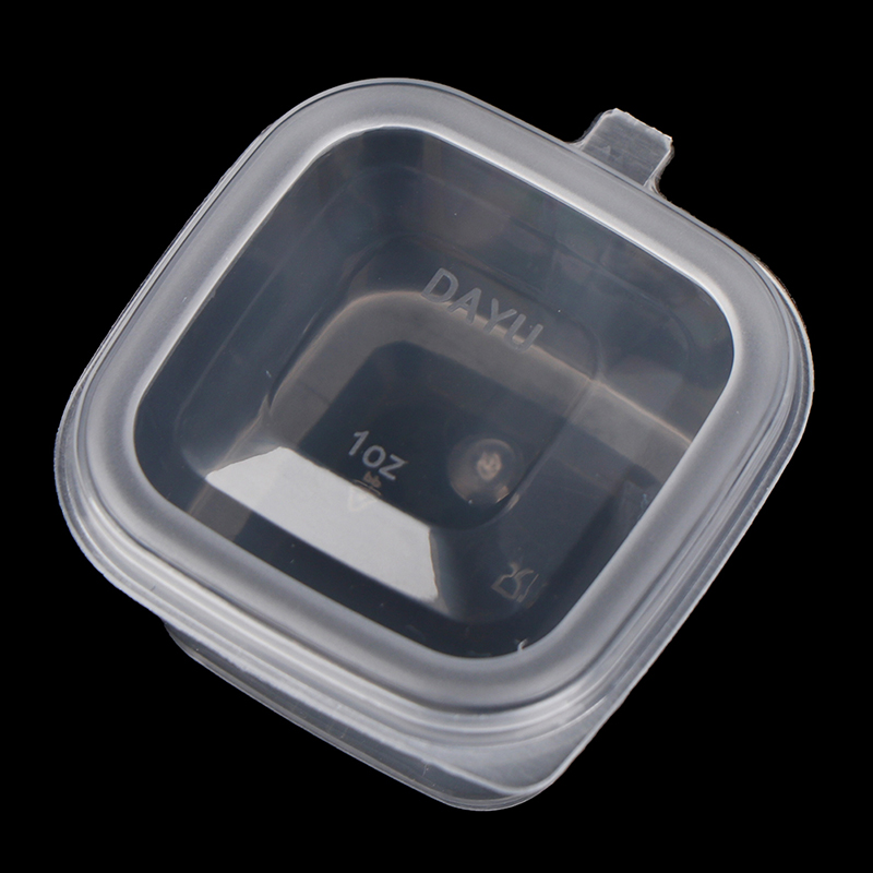50Pcs/Pack Square Sauce Cup With Cover Clear Mini Plastic Dipping Sauce Cups Dounp. 