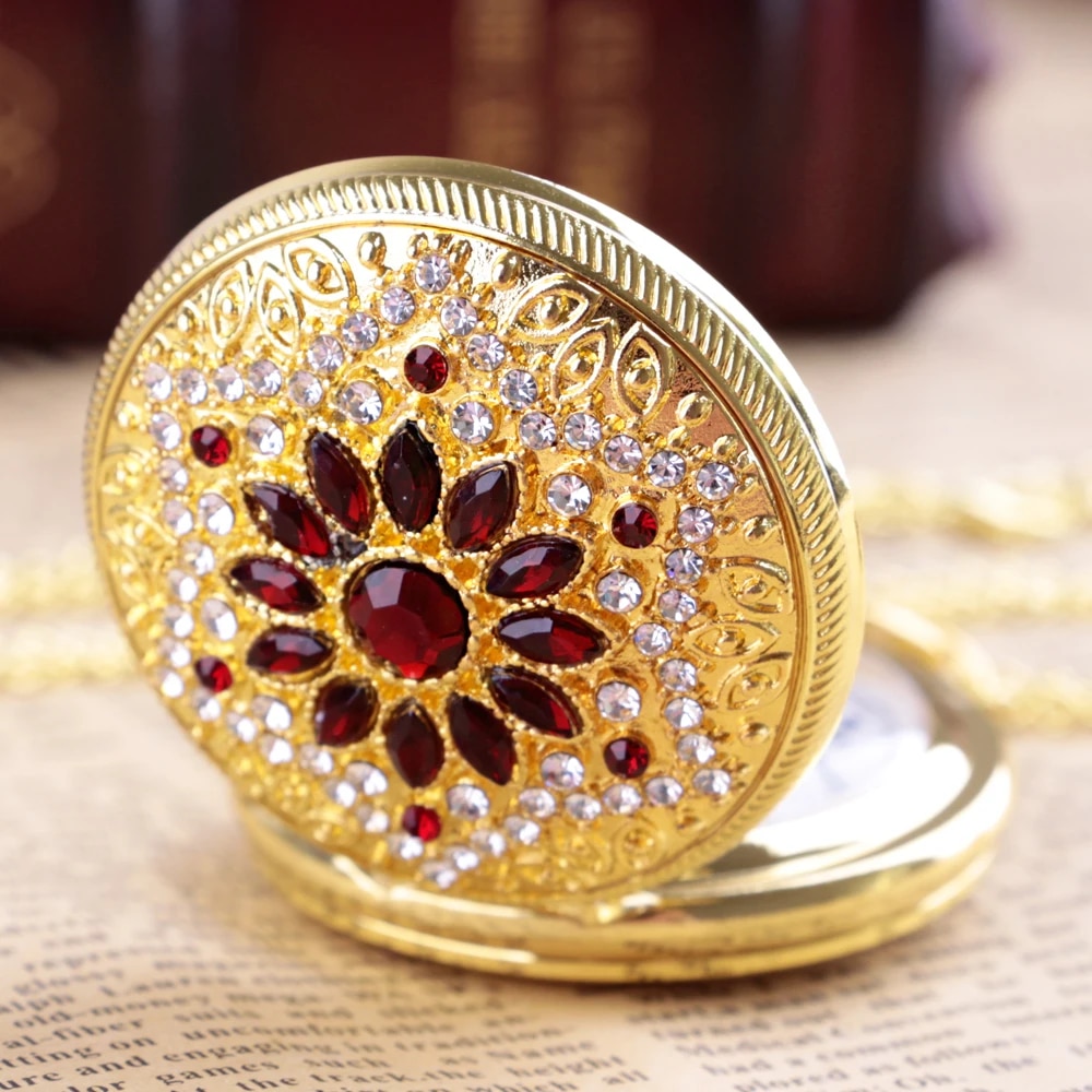 Gold Luxury Premium Digital Display Quartz Pocket Watch Ladies Vintage Elegant Pendant Necklace Best Gift reloj de bolsillo. 