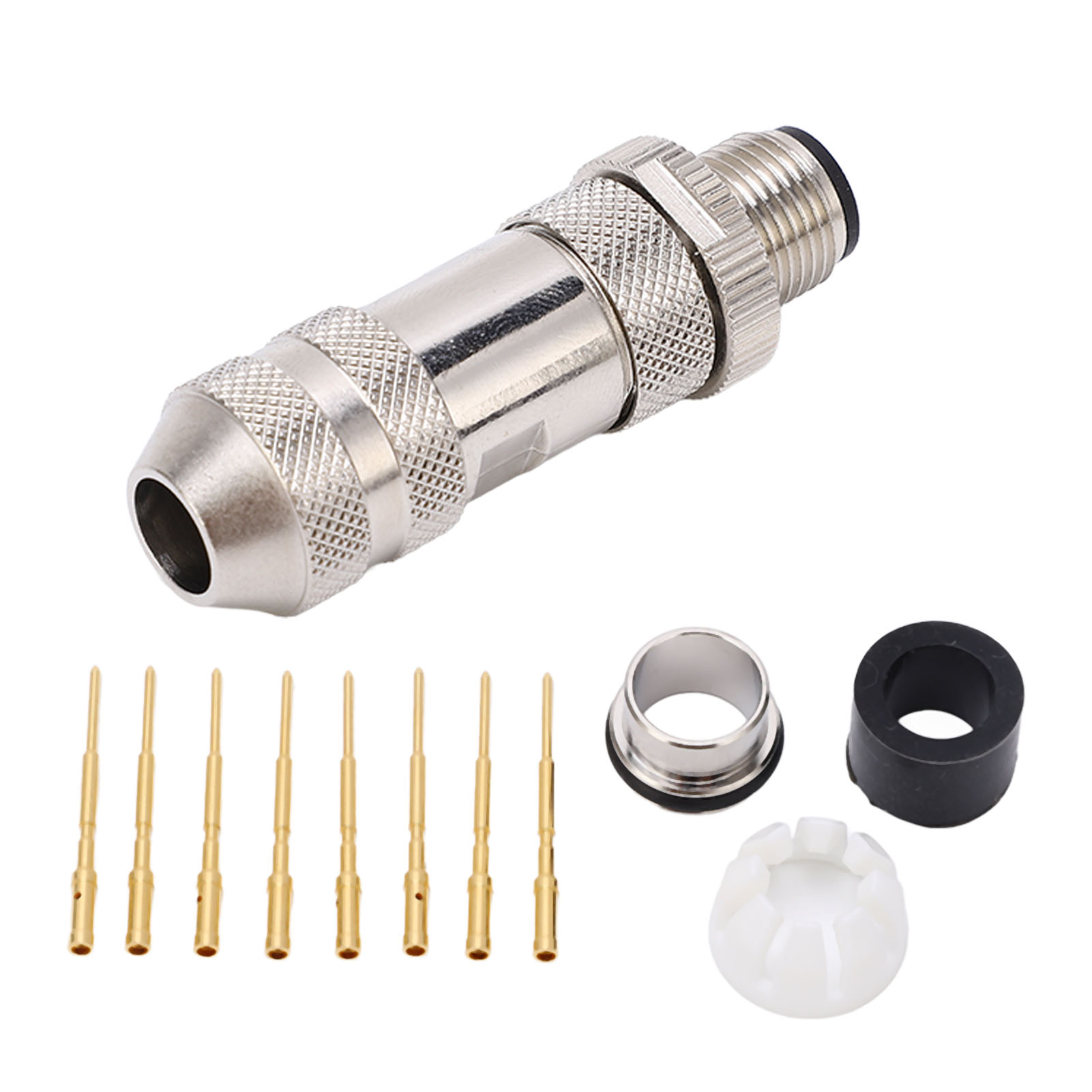 M12 8 Pin Sensor Connector, Flame Retardant Straight Sensor Cable Plug Adapter Male for RVs. 