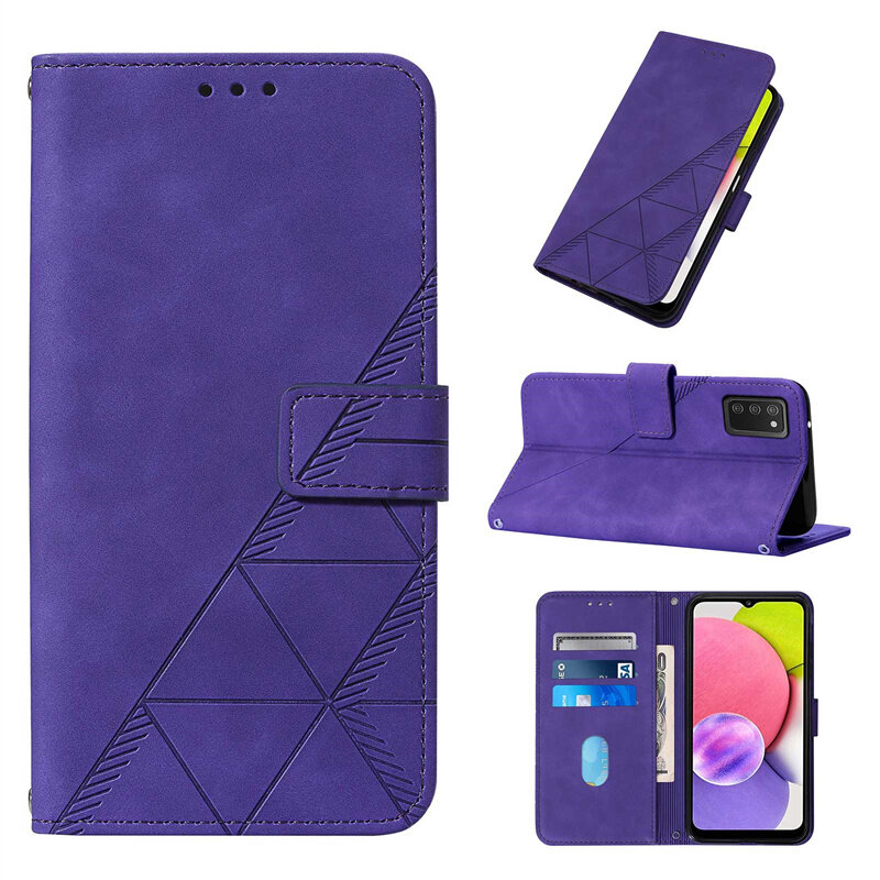 lthmy for Samsung A03s (164mm) Embossed Classic Wallet Flip Phone Case PU Leather Back Cover