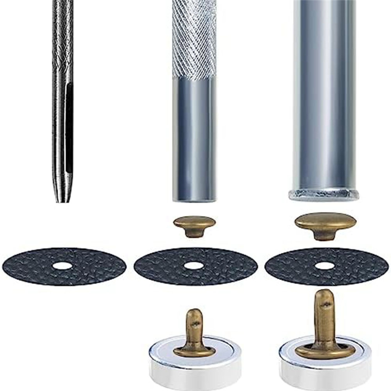 340 Sets Leather Rivet Kit Rivets Leather Double Hat Rivets Apparel Fabric for Repairing Clothes Shoes Bags Belts Durable Easy to Use D