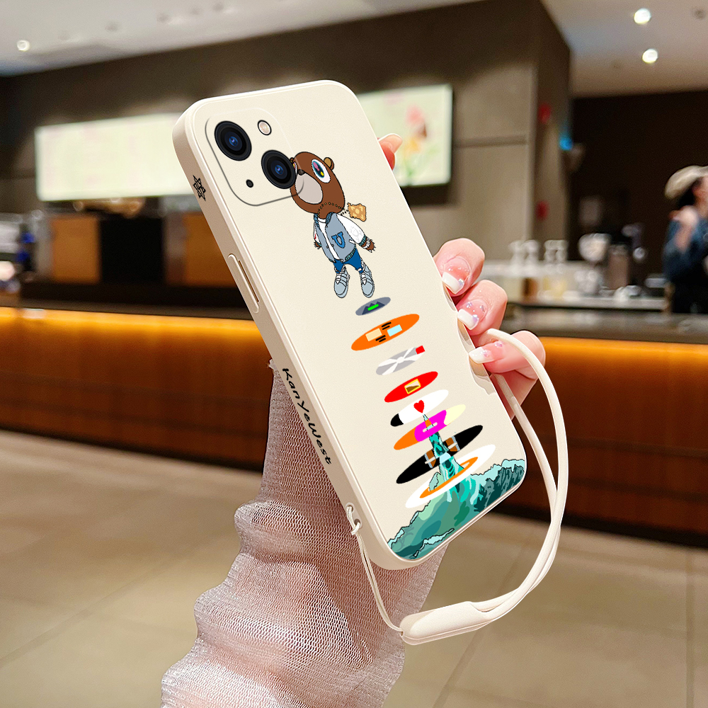 Kanye West Graduation Phone Case For iPhone 15 14 13 12 11 Pro happyMax Mini X XR XS MAX SE20 8 7 6 6S Plus Silicone with Hand Strap. 