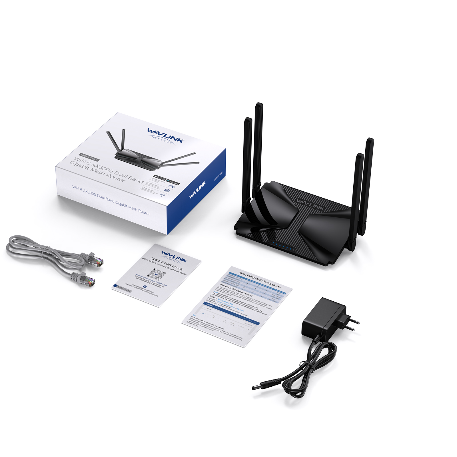 WAVLINK High Power AX1800/AX3000 WiFi6 Outdoor/Indoor Mesh/Router/ Dual Band 2.4G+5G Long Range Four Antennas Extender. 