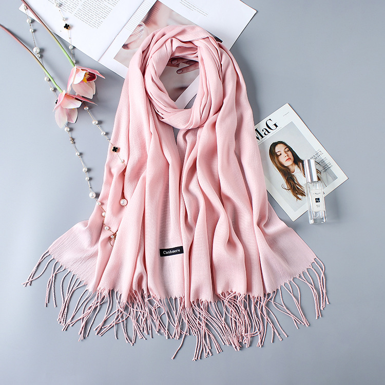 Autumn and winter new solid color imitation cashmere tassel scarf European and American fashion classic versatile warm shawl ladies wholesale