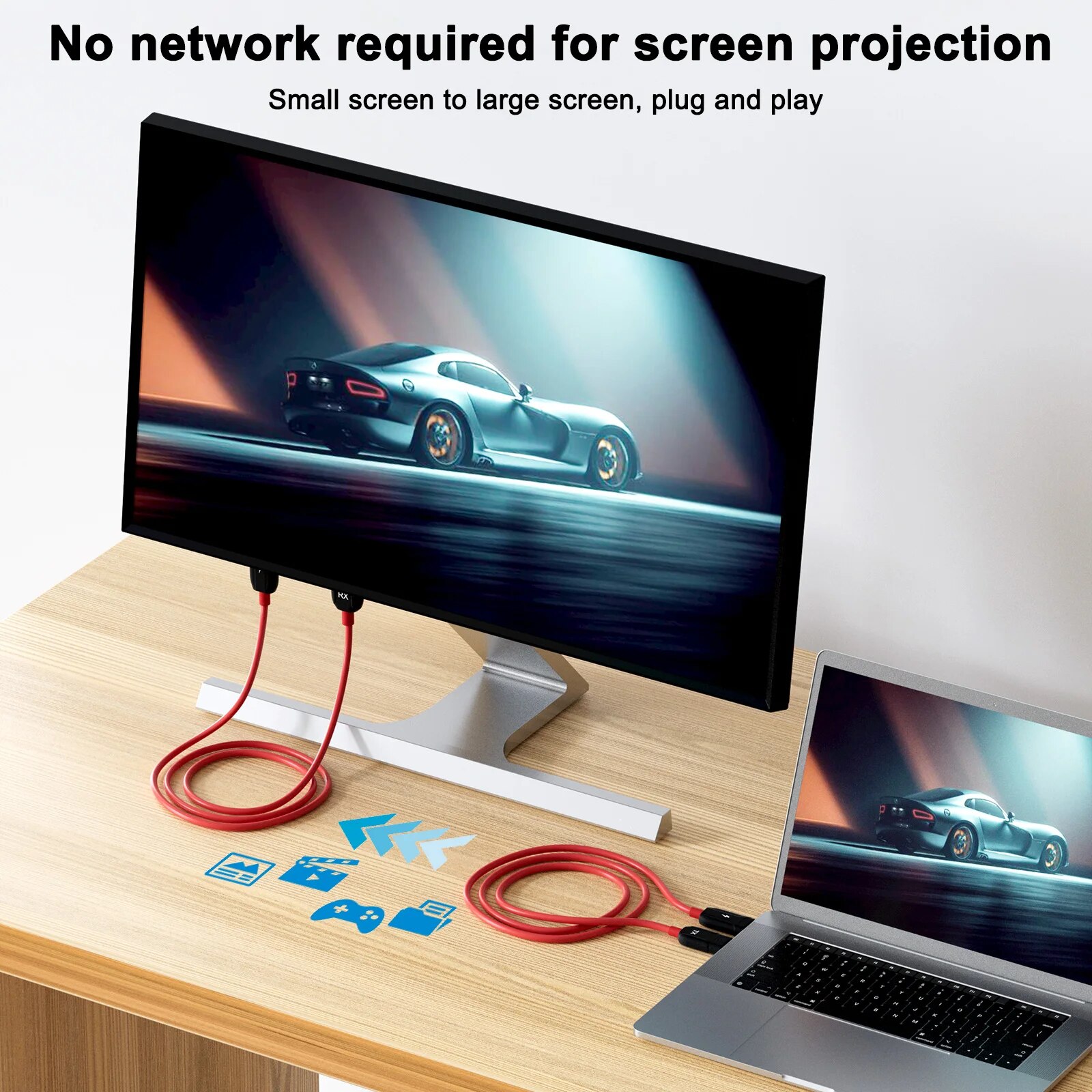 Wireless HDMI Transmitter and Receiver Cable 1080P Video/Audio 5G HDMI Wireless Extender for Laptop/Camera/Phone/Projector/TV. 