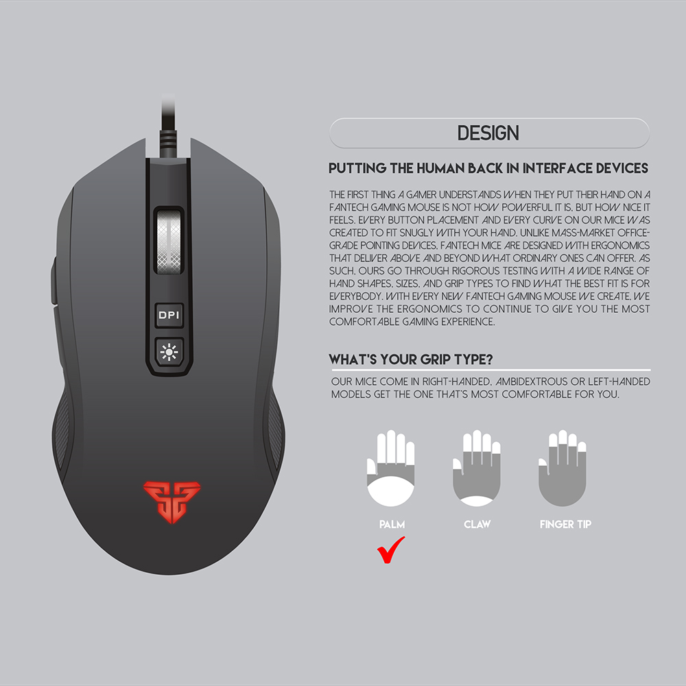 FANTECH ZEUS X5S Gaming Mouse 4800 DPI RGB Wired Mouse USB 6 Button Macro For PUBG CS FPS Mouse Gamer Gaming Computer Mouse. 