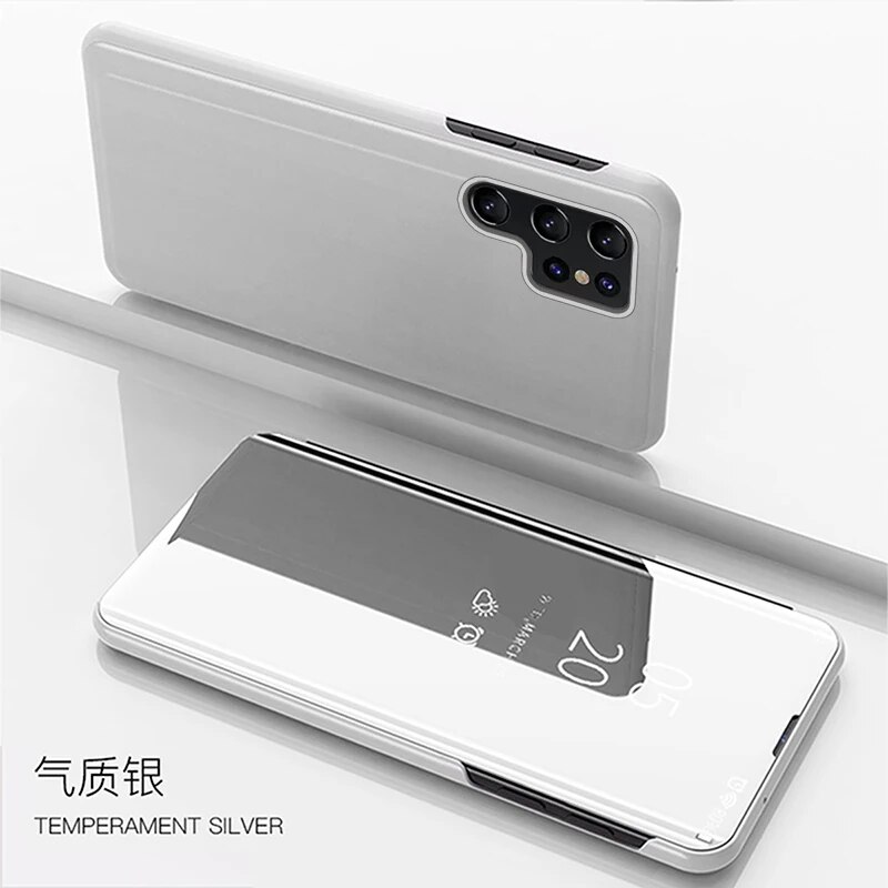 For Samsung Galaxy S24 Ultra Case Luxury Flip Stand Clear View Mirror Phone Case For Samsung S24 + Plus S 24 Ultra Back Cover. 