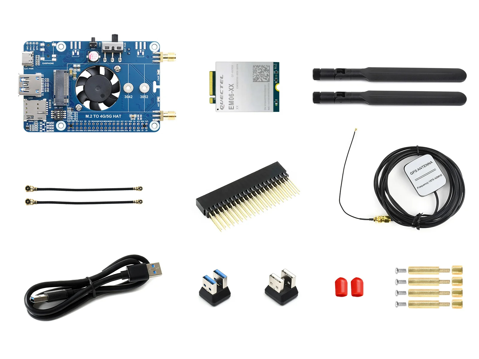 Waveshare EM06-E LTE Cat-6 HAT for Raspberry Pi, Dual Antennas LTE-A, Multi Regions Multi Band,. 