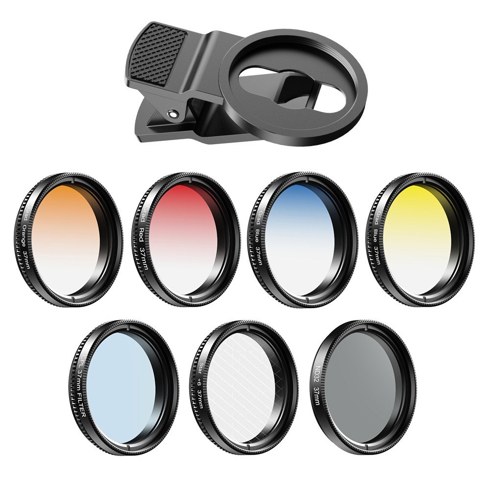 APEXEL APL-37UV-7G Professional 7in1 Phone Graduated Lens Filter Kit - black. 