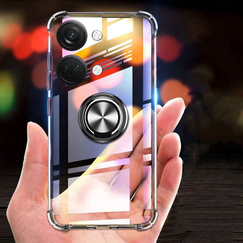 For OnePlus Nord 3 Case Soft Clear Transparent Protector Shockproof Car Adsorb Holder Ring Back Cover for OnePlus Nord3 Phone Cases