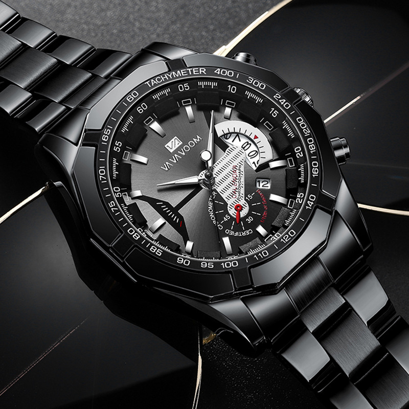 VA VA VOOM Men's Steel Band Watch Men's Watch Sports Glow Calendar Men's Source Factory Watch in China. 