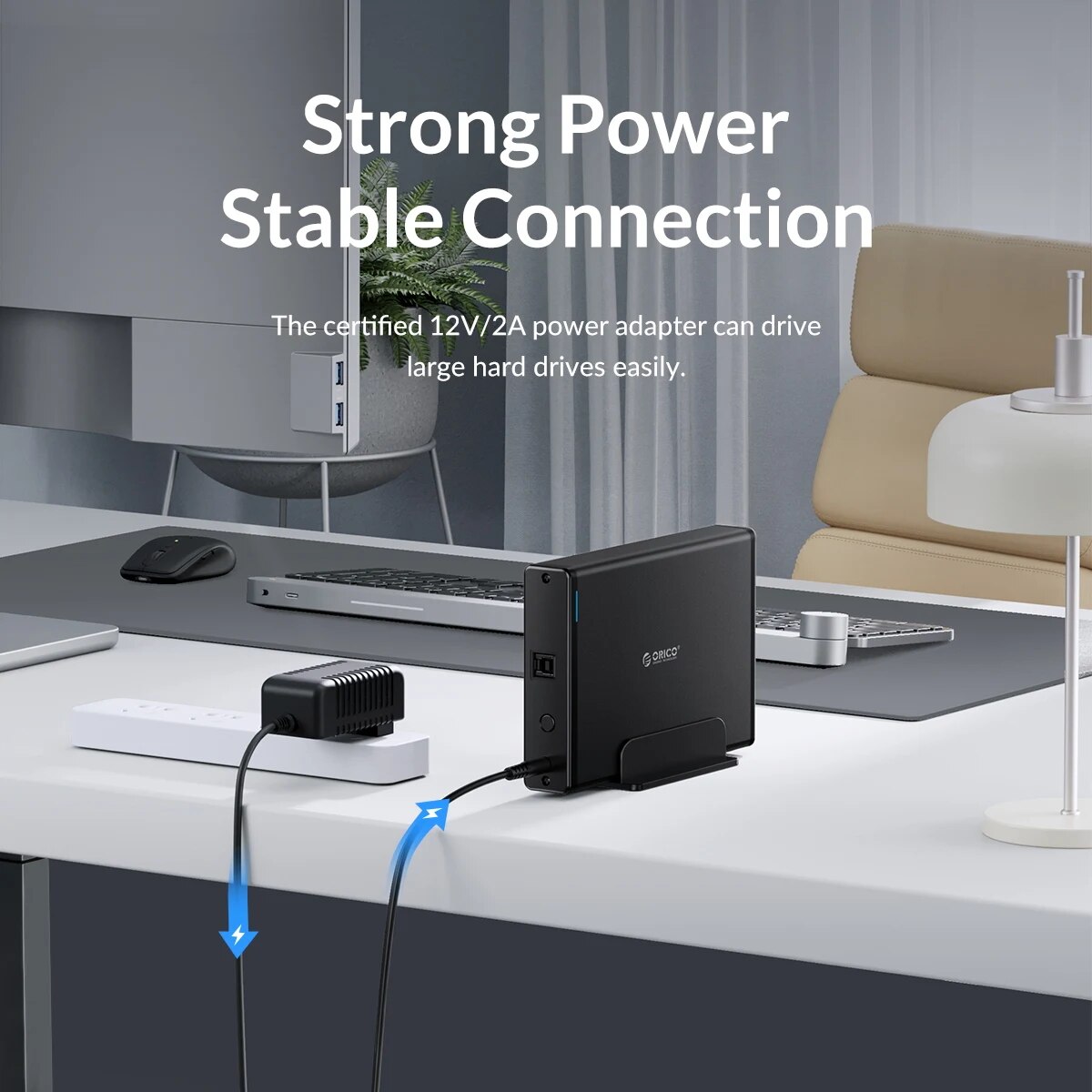 ORICO Aluminum Hard Drive HDD Enclosure USB3.0/Type-C 3.5 inch HDD Case Docking Station Support UASP 12V2A Power. 