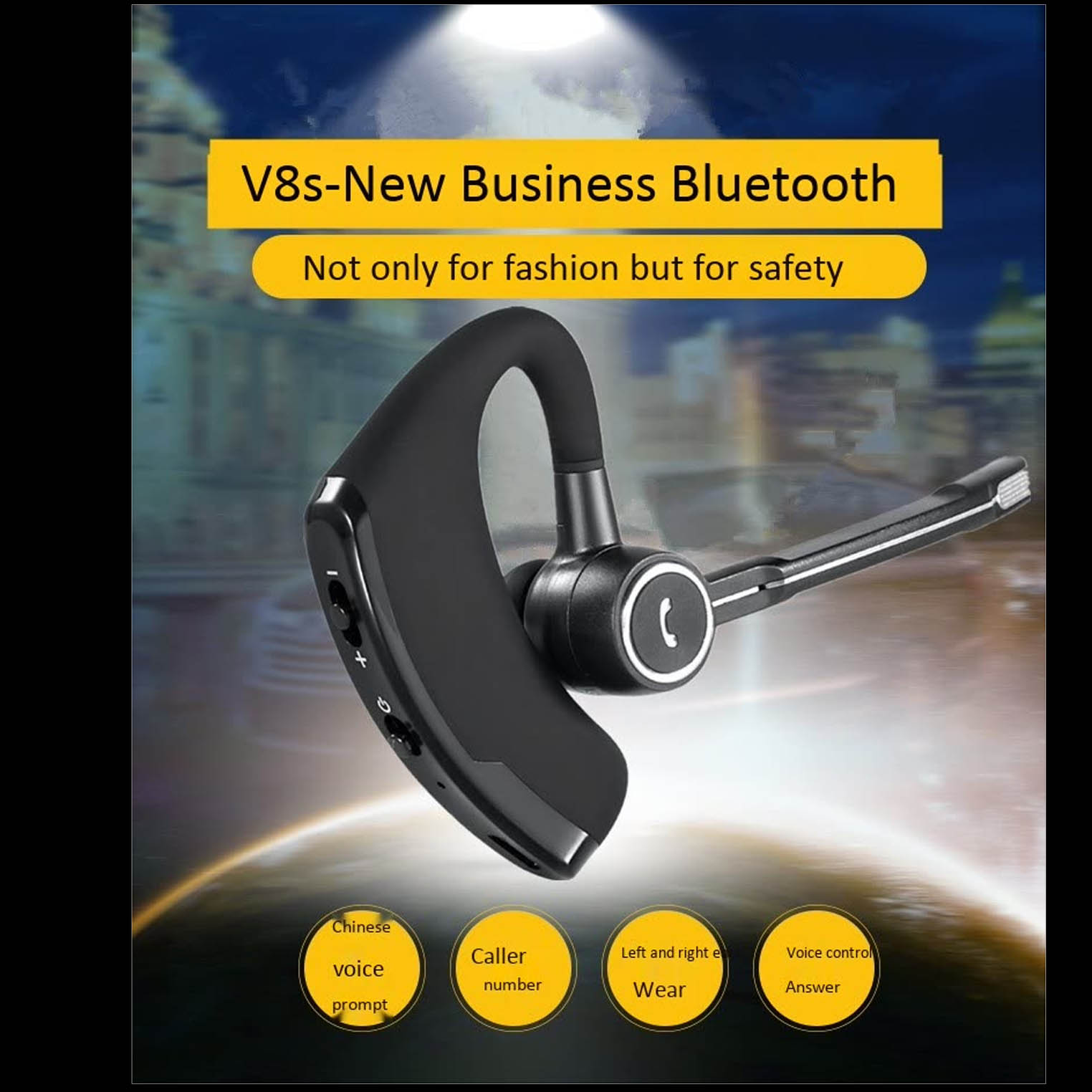 $9.40 (Free or Cheap Shipping) V8 Bluetooth 4.0 Stereo Headset (V8, Black)  at m.FastTech.com - FastTech Mobile