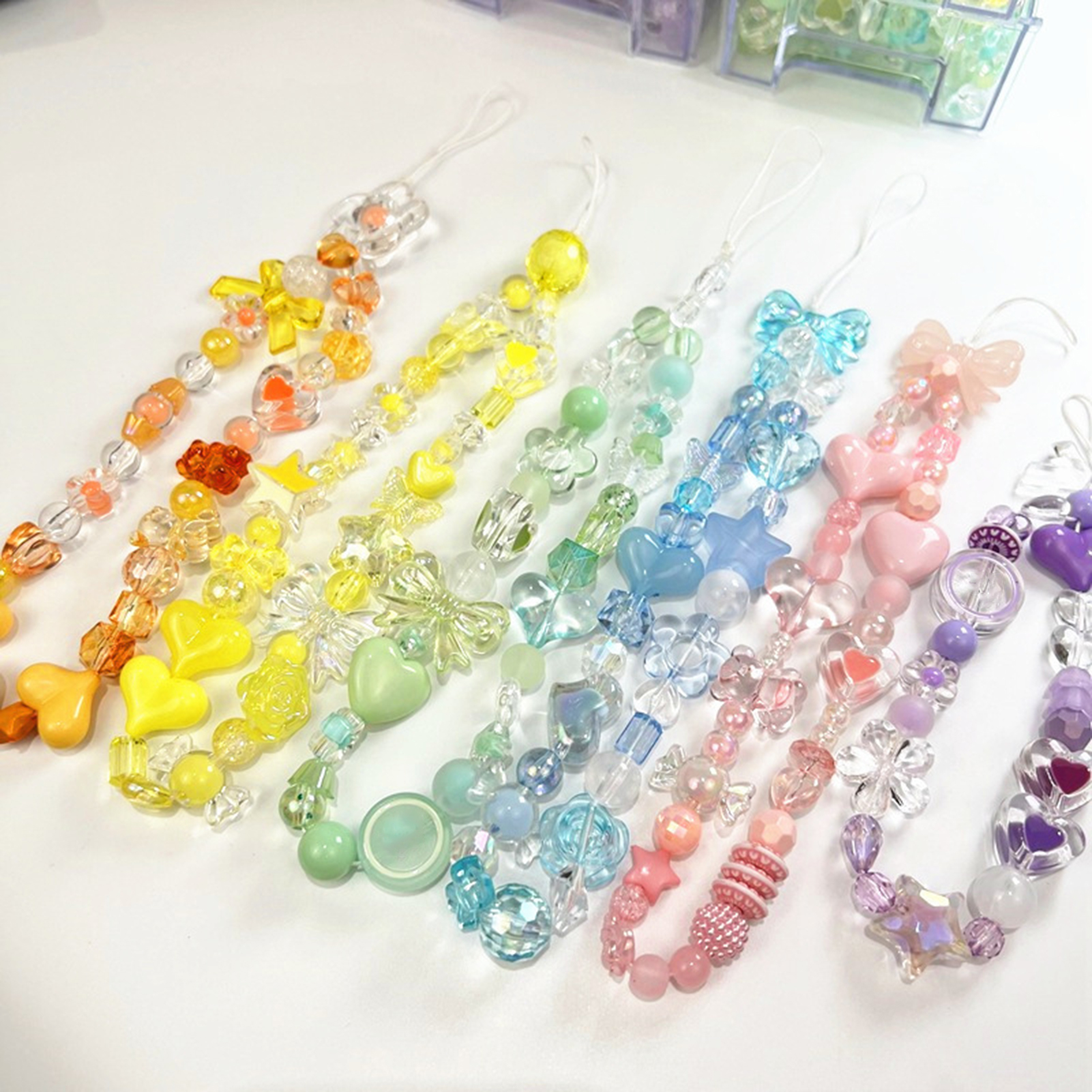 DIY Craft Beads Flower Multi-color Transparent Loose Beads. 