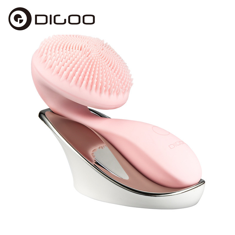 DIGOO SJ01 Silicone Ultrasonic Facial Cleansing Brush Face Body Cleanser 4 Function Modes with Rotating Magnetic Beads Skin Rejuvenation Deep Cleaning. 