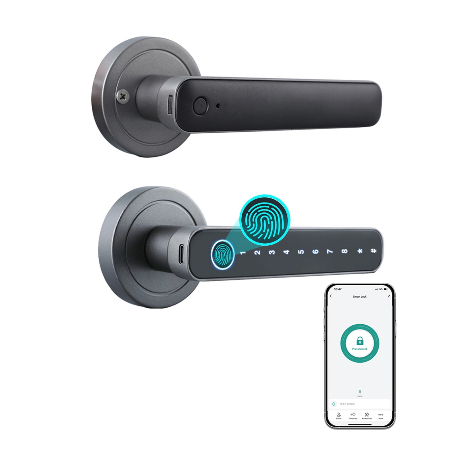 WAFU Fingerprint Door Lock 4 Unlocked Ways tuya BT Connection APP Unlock Password Unlocking for Homes Apartments-01#