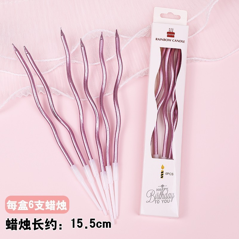 Curved candle cake decoration ornament spiral birthday candle baking thread creative influencer curved candle insert. 