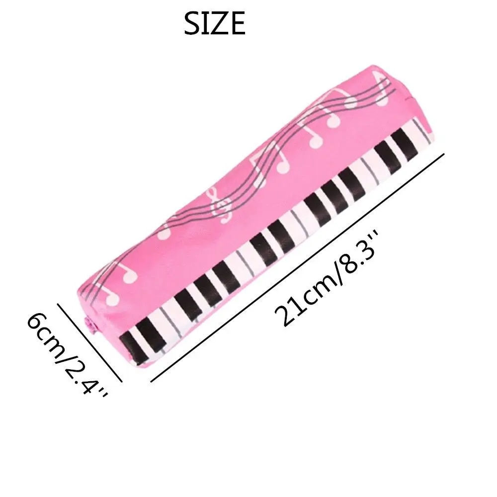 Creative Musical Note Piano Stationery Pouch Student Pencil Case Square Single Layer Oxford Cloth Pen Bag for Girls Boy. 