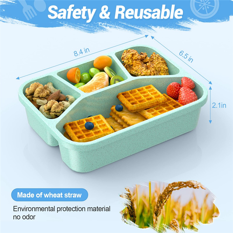 Food Storage Containers 4-Compartment Meal Prep Container with Transparent Cover. 