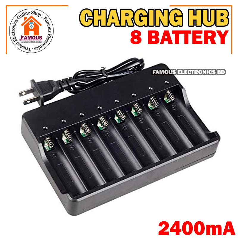 18650 Battery Charger 8 Slots for Rechargeable Batteries and Universal Smart Battery Charger for 18650 18500 18350 Li-Ion Intellicharge Charger 8 Bay (Battery Not Included)