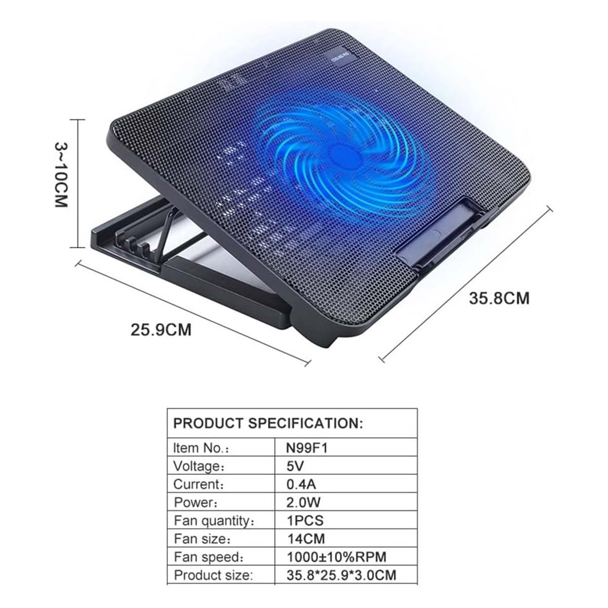 LED Lighting Adjustable Angle USB Laptop Cooler Fan Cooling Stand Bracket Base 2 Cooling Fan Laptop Cooling Pad Notebook Stand. 