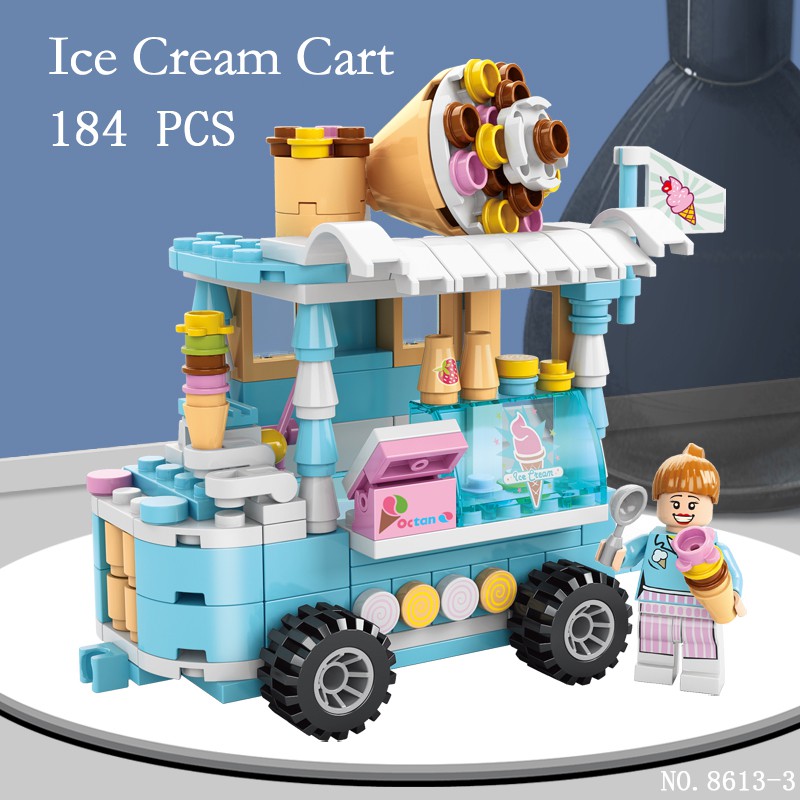 208pcs Mini  City Street View Building Blocks McDonald's House Model Building Blocks Compatible with  ldren's Educational Toys Style:Dessert car 157pcs. 
