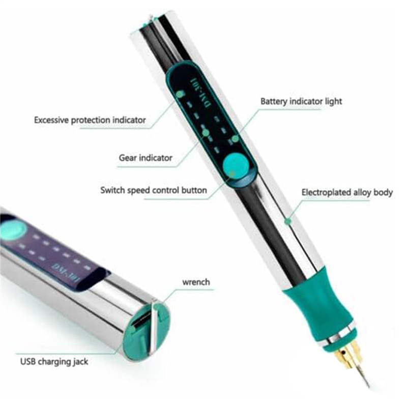 1Set DIY Engraving Pen Engraving Tool Cordless Silver for Metal, Wood and Plastic