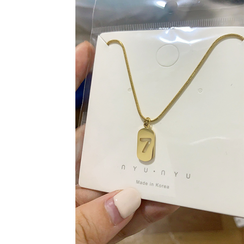 Titanium steel 18K furnace real gold electroplating does not fade snake bone chain simple lucky small 7 brand necklace cold style clavicle chain