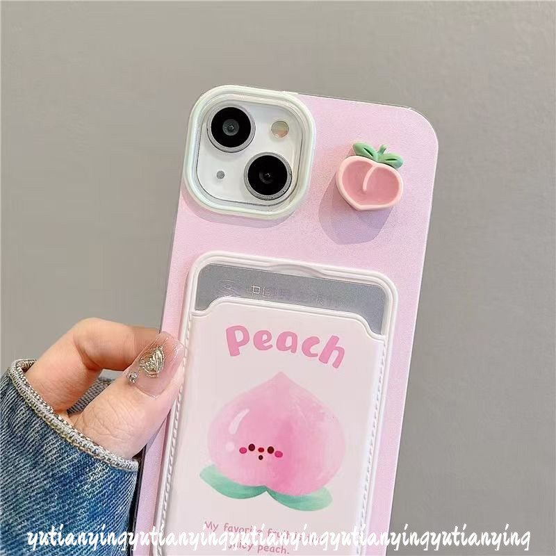 Cartoon Candy Shell Fruit Doodle Peach Avocado Case Compatible for IPhone 11 13 15 14 12 Pro Max XR 7Plus X XS Max 15 8 6s 7 6 Plus SE Luxury Wallet Slot Card Double Lanyard Cover. 