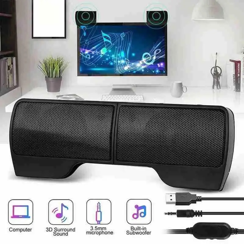 Computer Speakers External Clip On Computer Speakers USB Powered Wired Multimedia Mini Soundbar For PC Computer Laptop Speakers. 