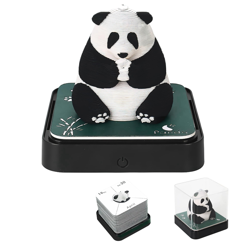 3D Art Calendar 2024, Time Piece Calendar Panda Memo Pad Rip Paper Carving DIY Sticky Note Durable Easy Install. 