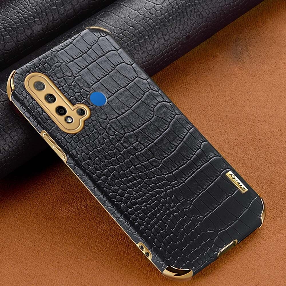 xprmy for Huawei Nova 5i Phone Case Electro Plating Crocodile Pattern 3D Camera TPU Soft Shell Anti Drop Back Cover"