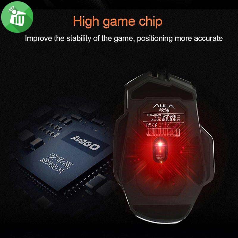 AULA S12 Gaming Mouse Wired 6400DPI 7 Programmable Buttons Backlit Ergonomic Gamer Mouse for Laptop Desktop PC Computer. 