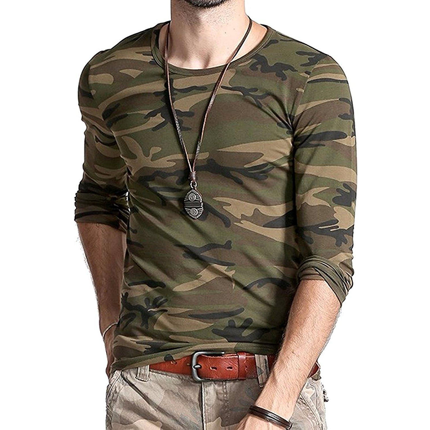 Army print full sleeve round neck t 