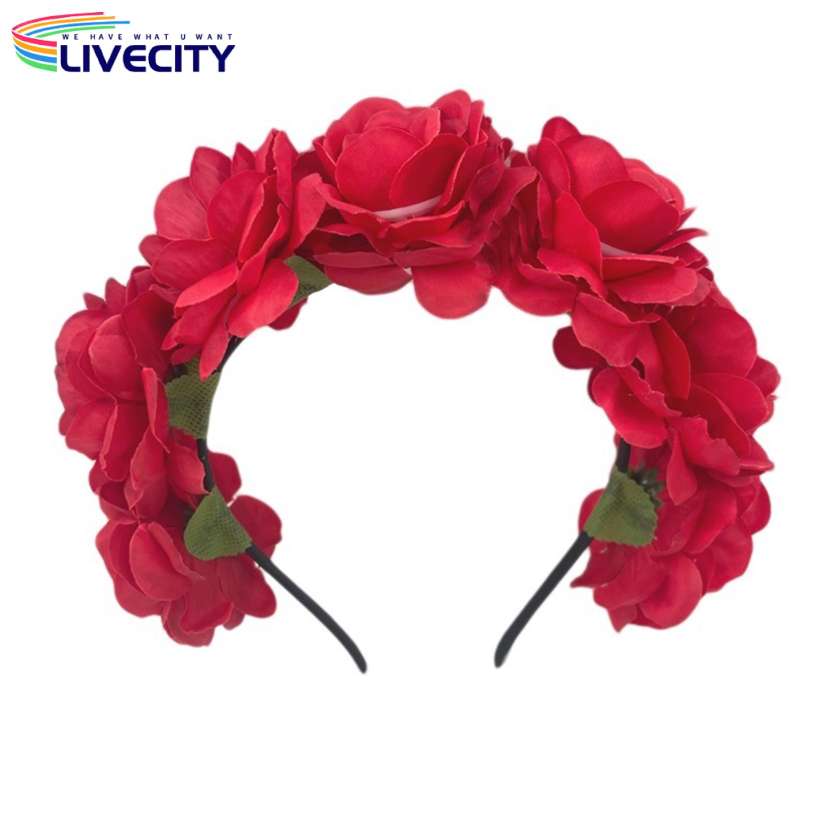 Flower Hairband Vintage Rose Flower Headband for Women Retro Floral Hair Hoop for Party Decor Fake Flower Crown Headpiece Style Easy to Wear Headband