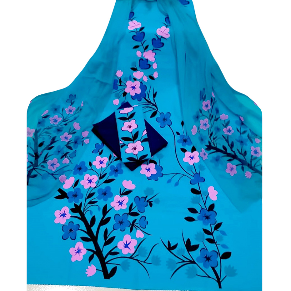 Pirozak Color Joypuri Cotton Unstitched Screen Print Three-Piece Dress - Elegant Choice for All Occasions. 
