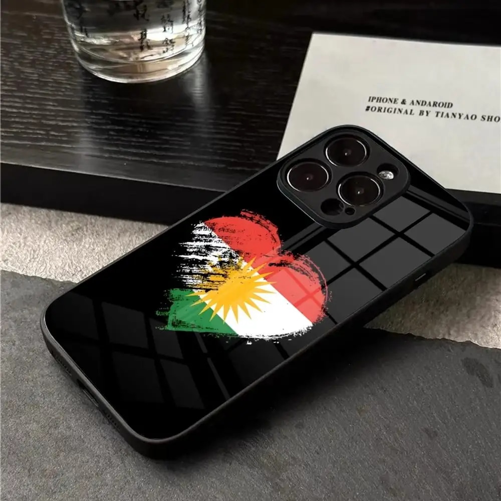 Kurdistan Flag Phone Case For Iphone 15 14 12 11 13 Pro Max Mini X 8 Xr Xs 7 Puls Glass. 