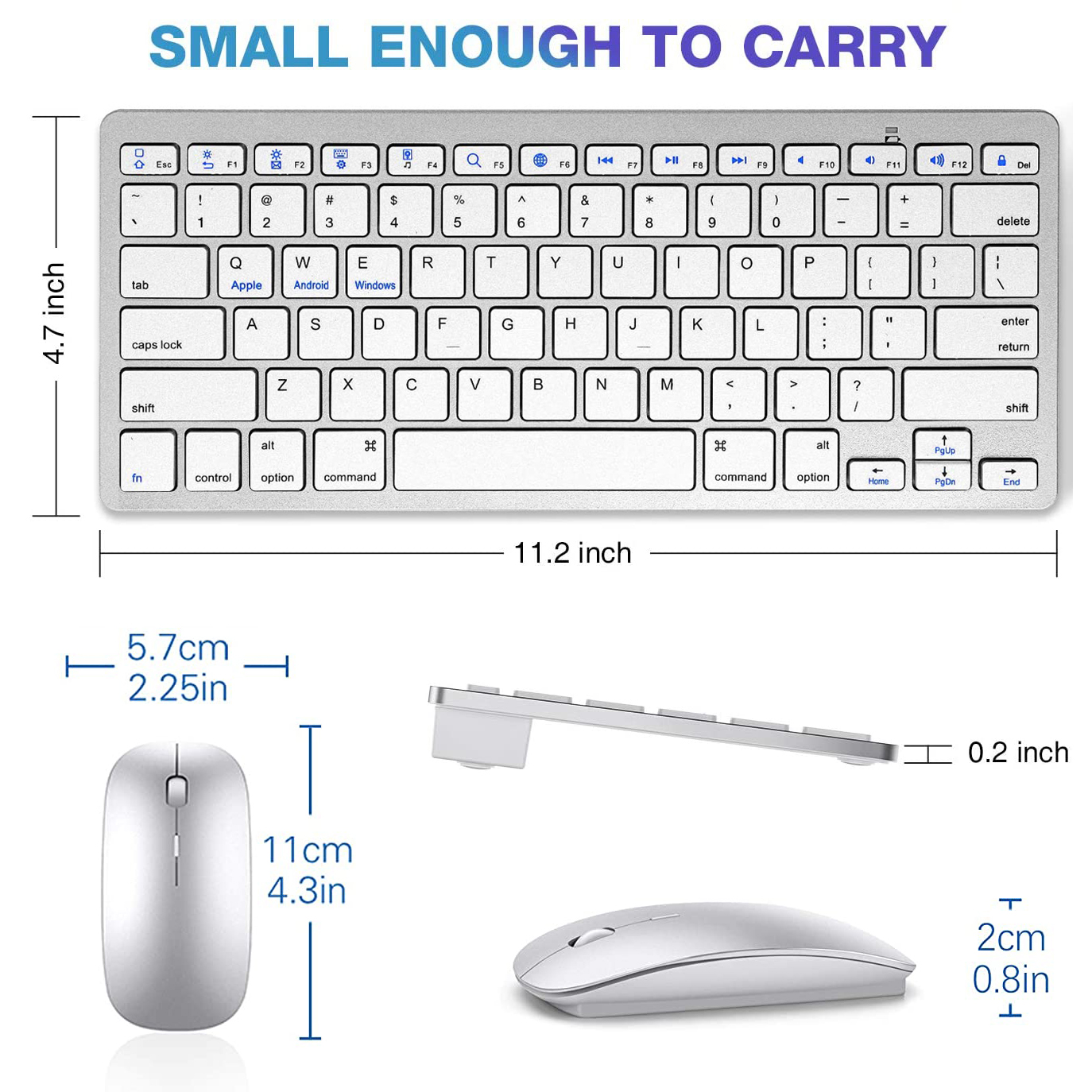 Bluetooth Keyboard Mouse Combo Ultra-Slim Mute Keycap Wireless Bluetooth Mouse Mice for Mac iPad iPhone iOS Android Windows. 