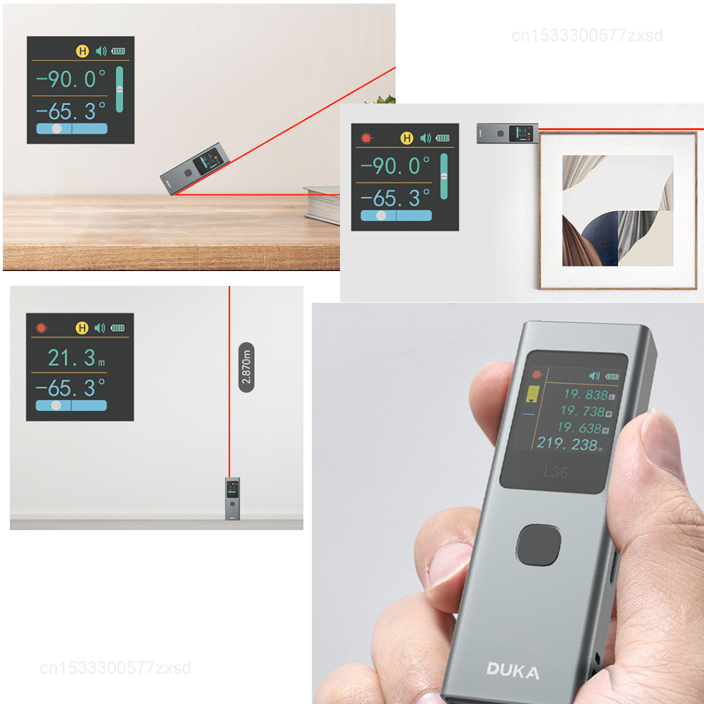 Xiaomi duka atuman ls6 laser rangefinder 40m handheld distance angle meter measuring tool rechargeable digital measuring ruler. 