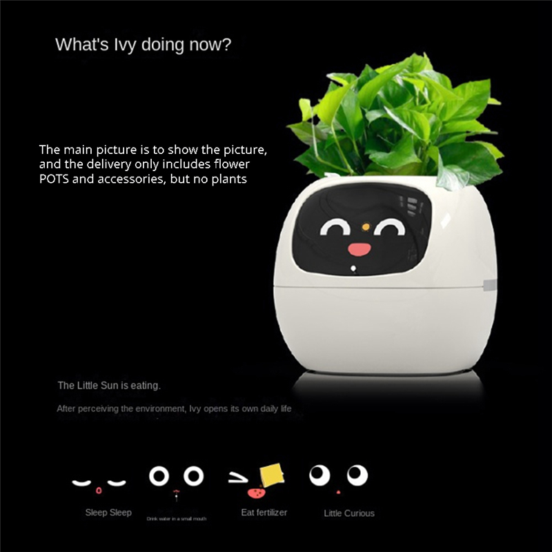 Ivy Smart Planter,USB Rechargeable Indoor Small Flower Pot for Indoor Decoration Make Raising Plant Easy and Fun White. 