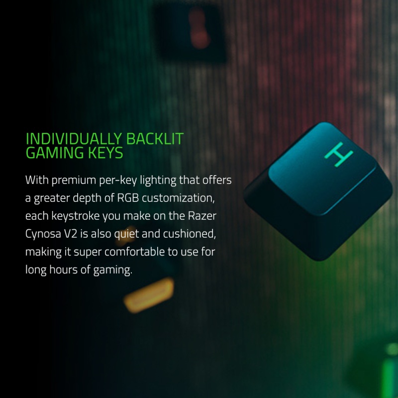 Razer Cynosa V2 Gaming Keyboard Wired Membrane Keyboard with Chroma RGB Lighting/Individually Backlit Keys/Spill-Resistant/Fully Programmable/Media Keys Compatible for Windows/Mac. 