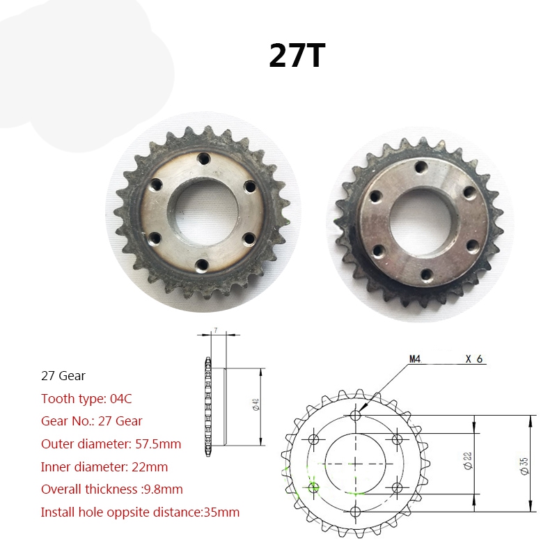 DIY Electric Skateboard Gear Wheels Kit Chain Wheel ,9X27 G 8mm D