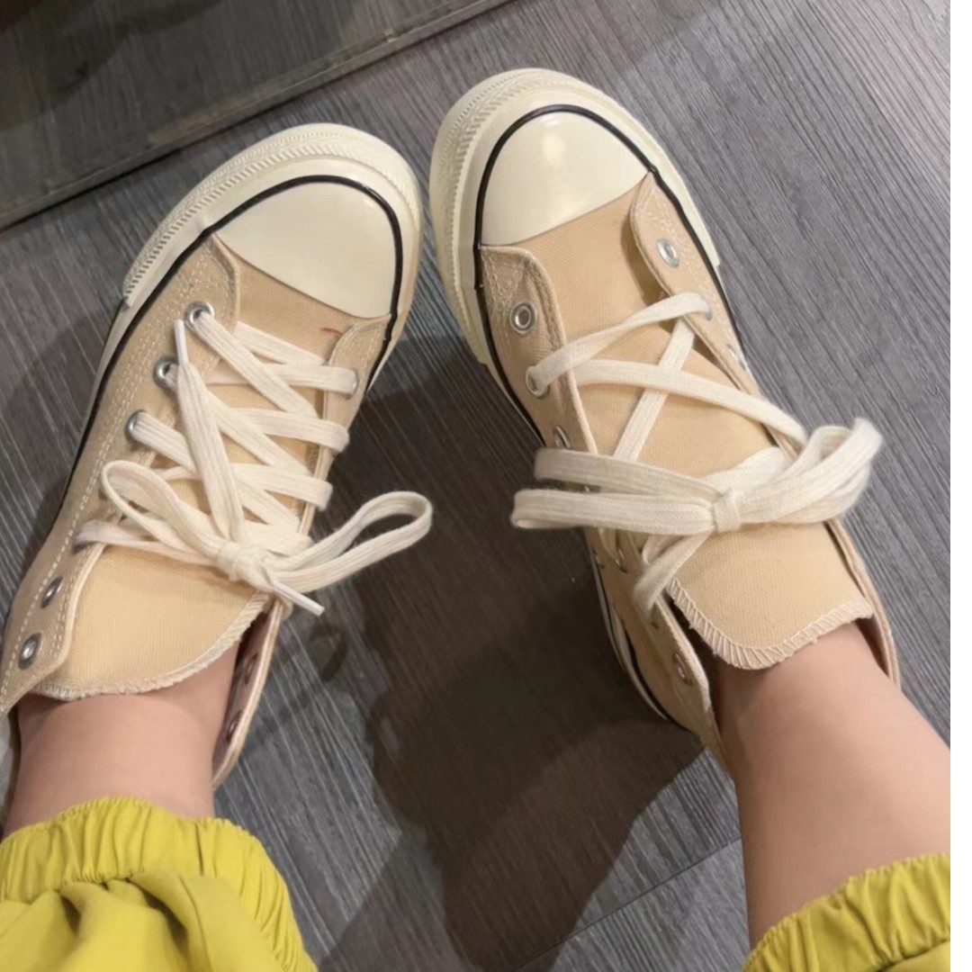 Xixi-Four Seasons Retro Hong Kong Style High-Top Canvas Shoes（Refund Is Not Supported.）. 
