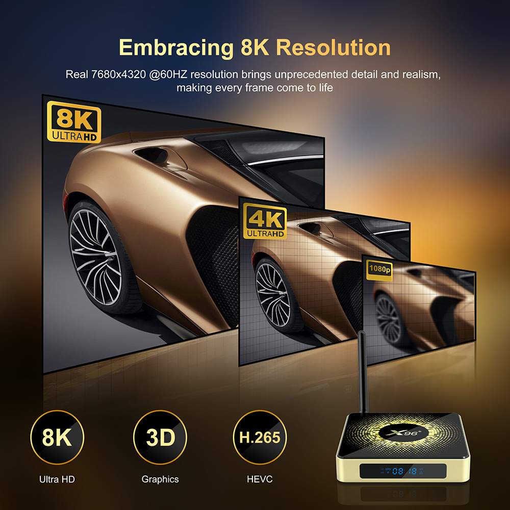 X96 X10 Amlogic S928X-J TV Box 8GB RAM 64GB ROM Support Dolby 8K USB3.0 Wifi6 BT1000M LAN Google Voice Input Set Top Box. 