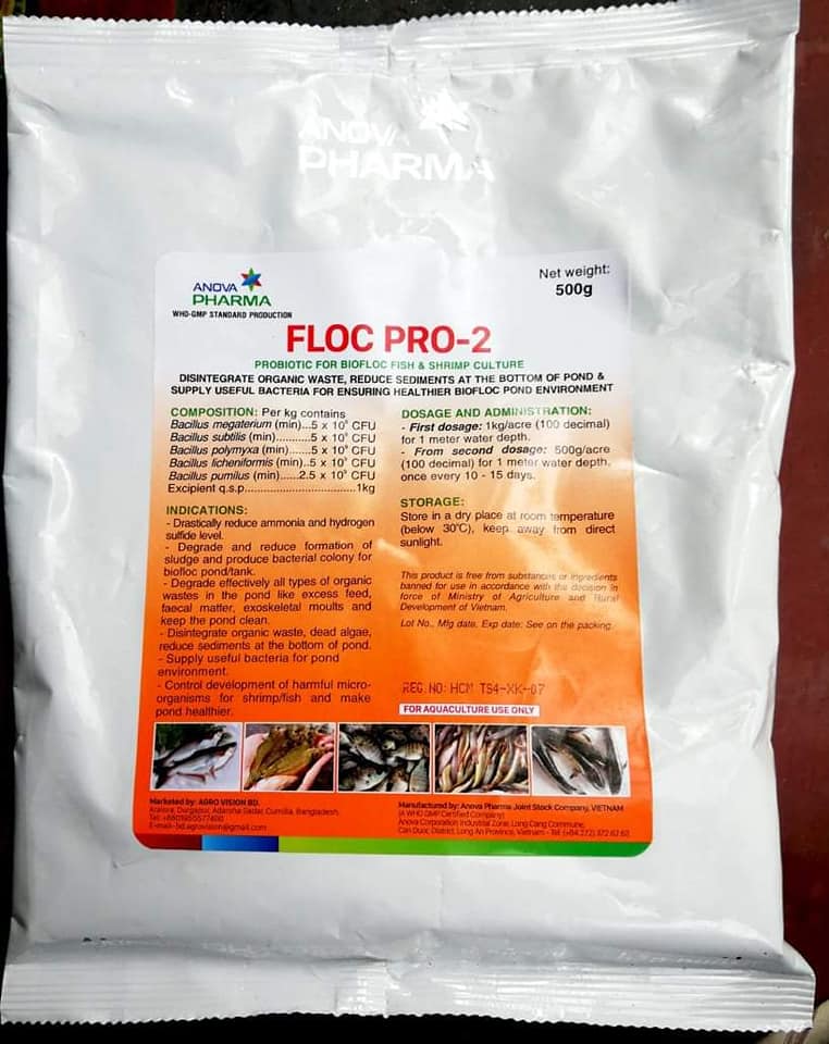 FLOC PRO-2 500gm , Best Biofloc Probiotic & Other Fish Farming (GMP-WHO)