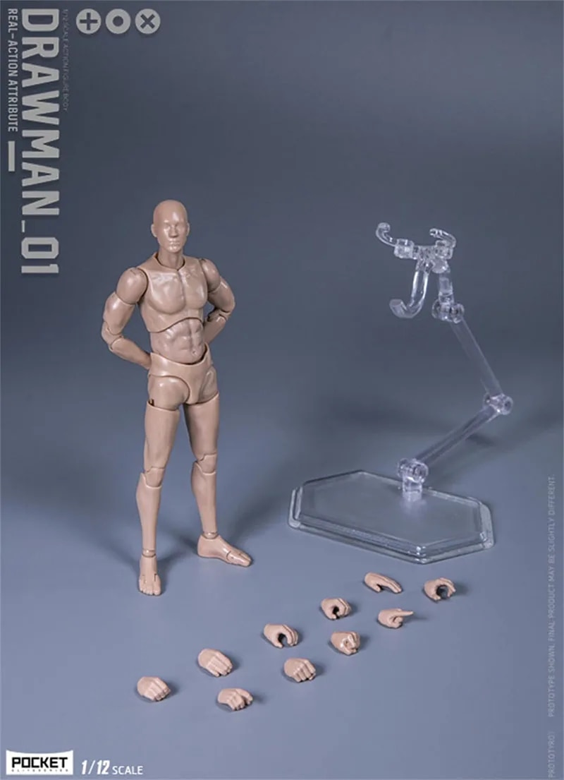 DAMTOYS DPS01 1/12 Scale Drawman Action Figure Model 14.5cm Male Flexible Joint Body for Painting Exercise. 