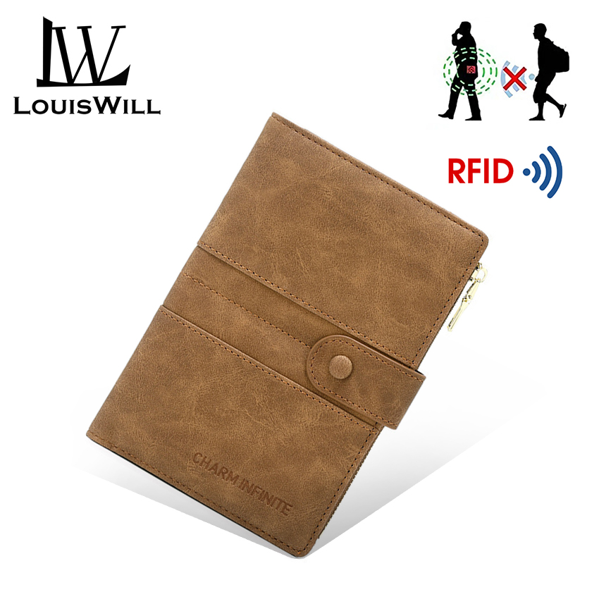 LouisWill Wallet RFI-D Card Case Matte Anti-que PU Wallet AntiThe-ft Bru-sh Pas-sport Holder Multi-Function Certificate Bag Business Wallets Co-in Bag Zipper Multi-Card Position I-D Cre-dit Cards Holders. 