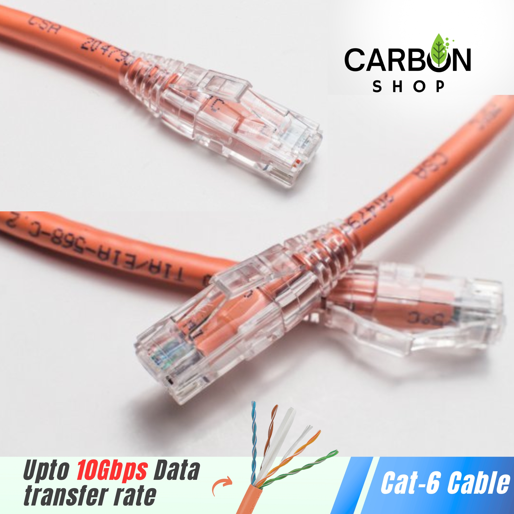 Orange 10M Cat6 Cable Gigabit Ethernet Network Internet Indoor LAN Cable RJ45 Plug Connector Cat 6 Cable for Gaming, Router,Computer. 