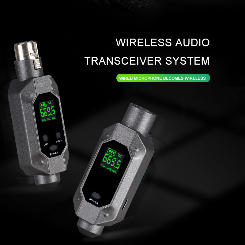 BOMGE UHF Wireless XLR Transmitter and Receiver& Wireless Guitar Transmitter Receiver,Rechargeable Mic Adapter 16 Channels 164ft Range for Dynamic Microphone,Audio Mixer,Electric Guitar Bass. 